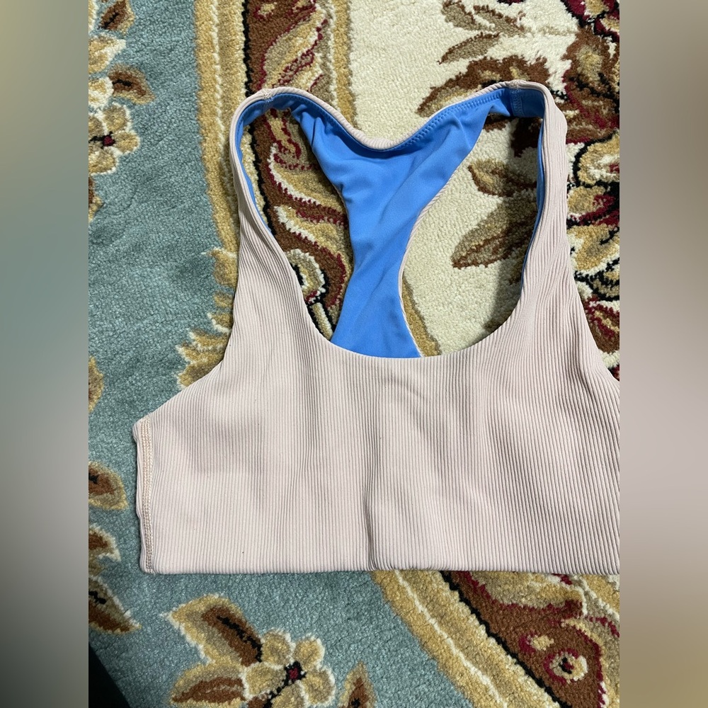 Women's Ribbed Sports Bra - Blue and Pink